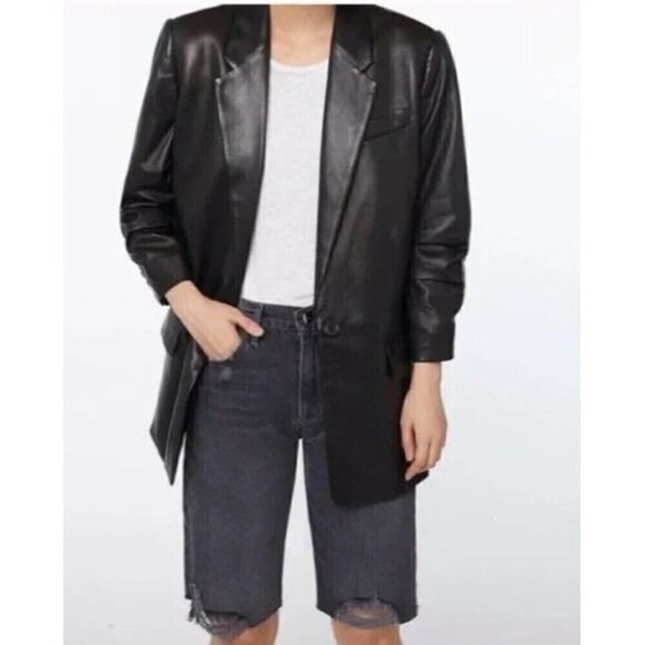 Frame Imaan X Frame Womens Charcoal Gray Mid Rise Denim Ripped Bermuda Shorts 25 - Picture 2 of 14